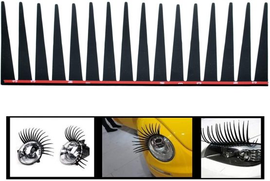 Incutex 3D Car Eyelashes Sticker Big Long Eye for Headlight Decoration 2 Sticker Black