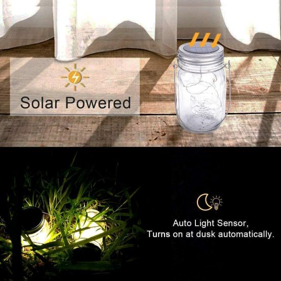 3 Pack Solar Mason Jar Lights,30 LED Water-Proof Outdoor Solar Lanterns,Garden Lights,Hanging Lights for Outside,Wedding, Party, Bar, Garden,Christmas,Table,Tree,etc.  - Image 2