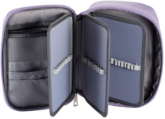 AMGOMH Pencil Case, 72 Slots Multi-Functional Large Capacity Pens Case Pencil Pouch Wrap Coloring Pencil Holder Organizer Stationary Bag with Interior Zippered Pocket for Small Accessories (Purple) - Image 3