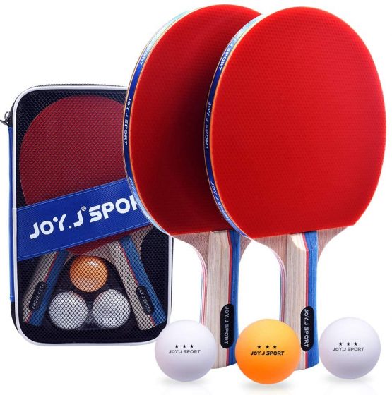 Joy.J Sport Table Tennis Bats, Pingpong Racket Set with 2 Bats and 3 Balls, TT Paddle for Home Indoor or Outdoor Play (Recreational set)