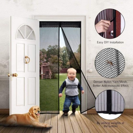 EXTSUD Magnetic Screen Door Polyester Magnetic Curtain Magic Paste Curtains Super Quiet Stripes Encryption for Anti Mosquito or Anti Pest Magnetic Soft Door (80 x 200 cm) - Image 4