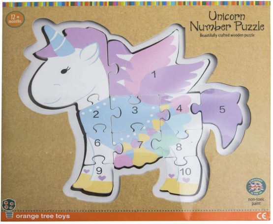 Orange Tree Toys Unicorn Wooden Number Puzzle, - Image 3