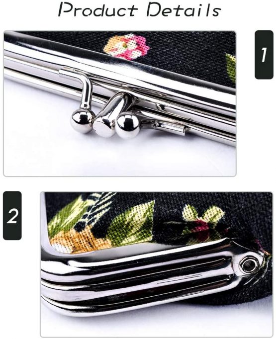 Rolin Roly Buckle Coin Purse Double Clasp Closure Wallet Cute Coin Purse Change Classic Vintage Clutch Wallet Organizer Canvas Jewelry Pouch - Image 3