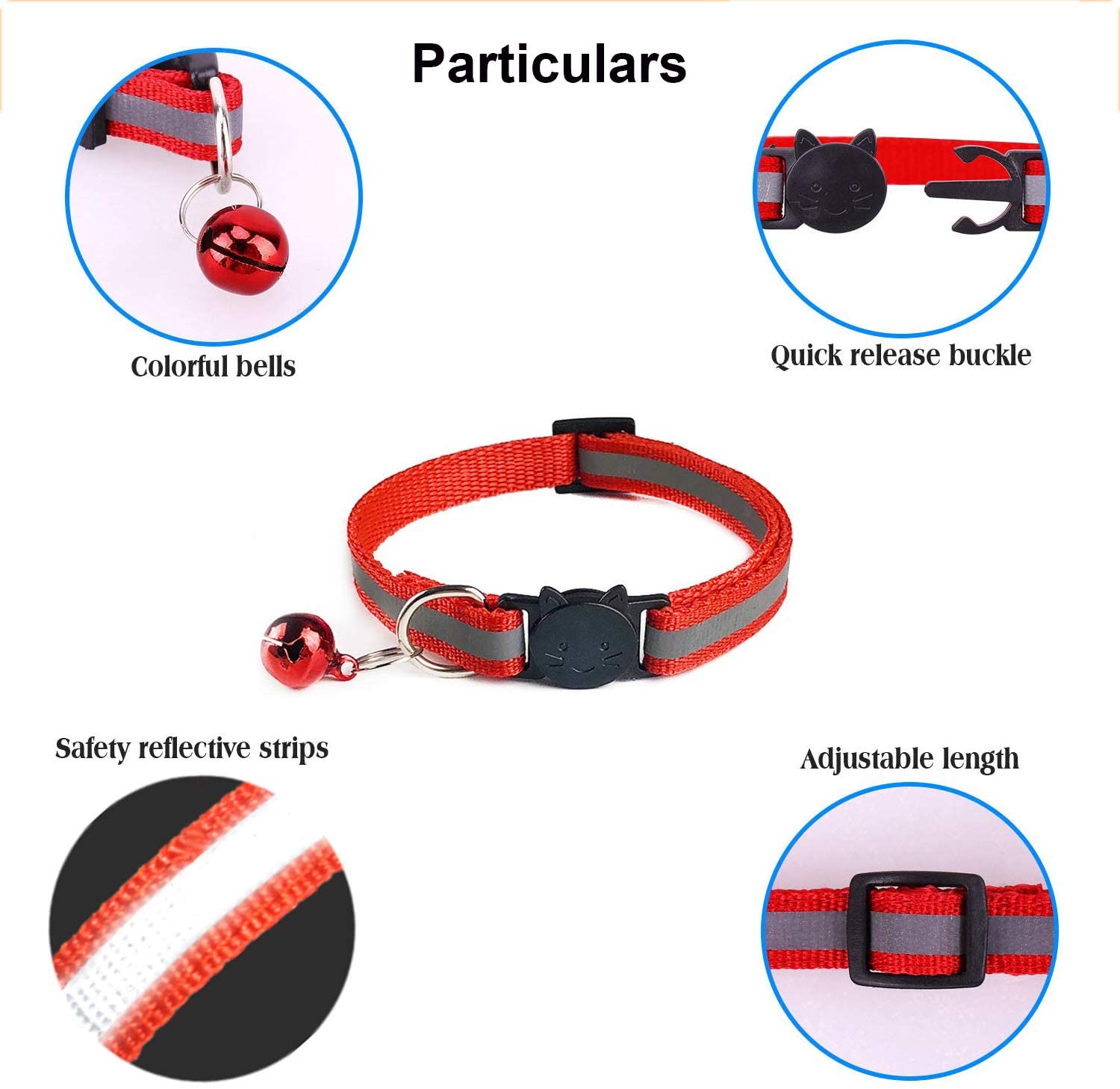 Reflective Cat Collars With Bell and Removable Bow Tie ,6 Adjustable