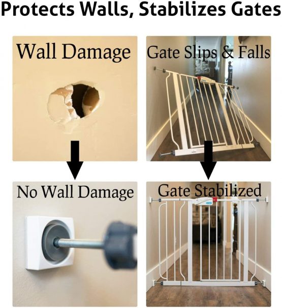 Wall Nanny Mini - Baby Gate Wall Protector (4 Pack) for Dog & Pet Gates - Small Low-Profile Saver - Perfect in Doorways - Cups Protect & Guard Walls from Kid Child Safety Pressure Gates - White - Image 2