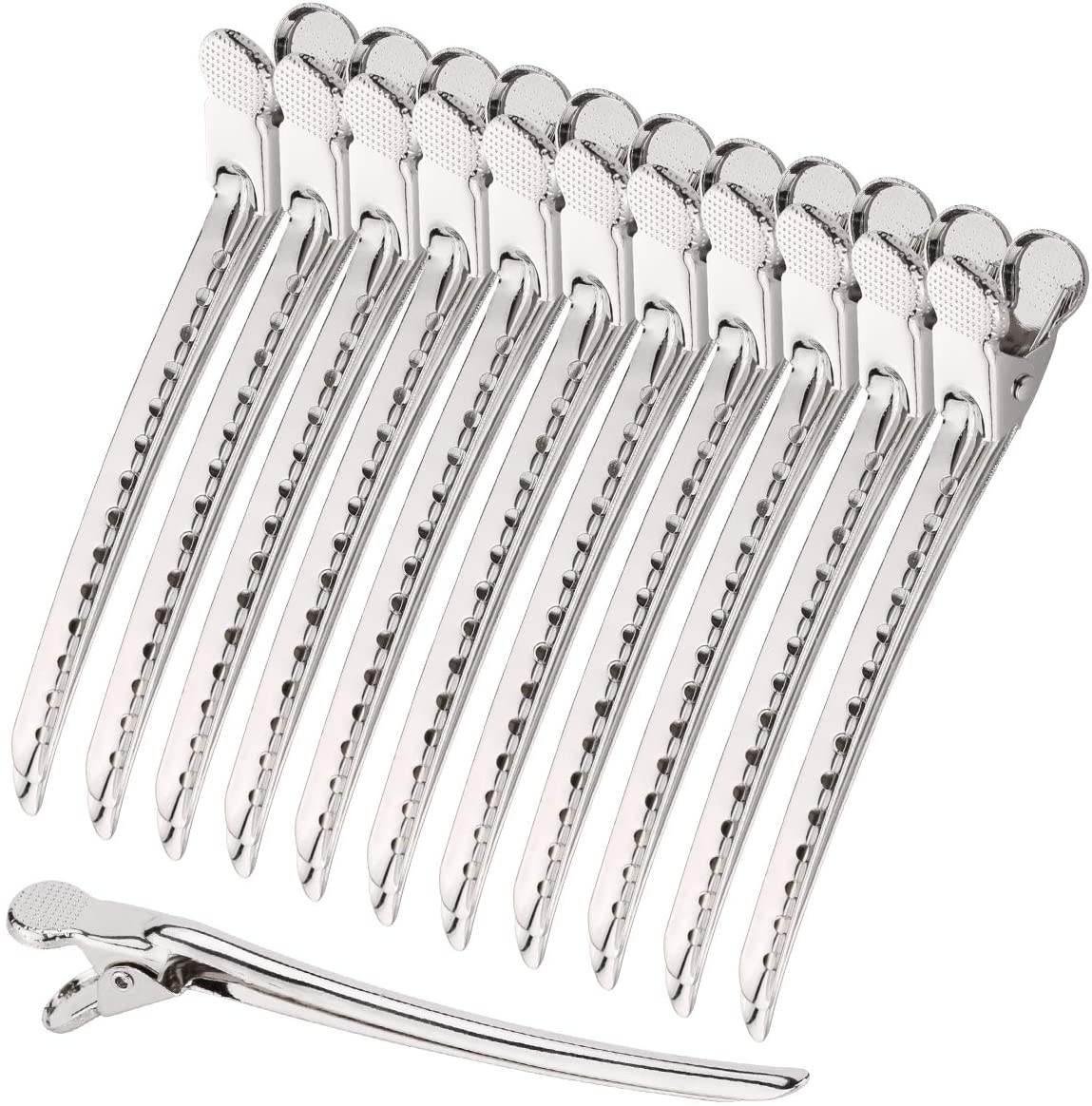 Crocodile Clips Hair, Metal Silver Styling Hair Clips, with Holes Professional for Salon Sectioning Hair Clip (Silver)