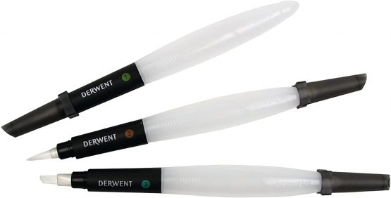 Derwent Waterbrush For Watercolour Painting, Pack Of 3, Includes Chisel Tip, Fine Tip & Medium Tip, Professional Quality, 2301975
