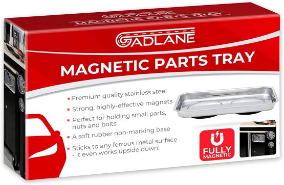 GADLANE Rectangle Magnetic Parts Tray Stainless Steel Dish Heavy Duty Nut & Bolt Sockets Screws Tools Holder Collector 24.1cm x 14.0cm - Image 2