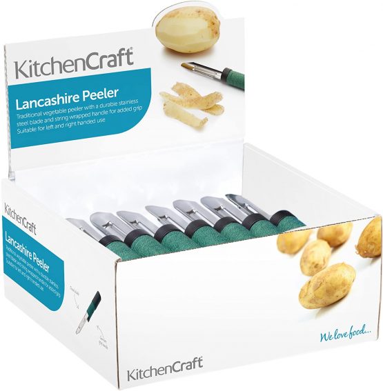 KitchenCraft Traditional Lancashire Potato Peeler, Plastic / Stainless Steel, Black / Green, 16cm - Image 2