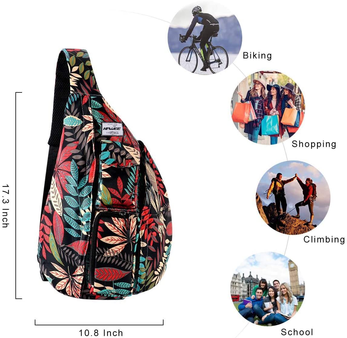 HAWEE Sport Sling Backpack Travel Chest Shoulder Bag Crossbody Daypack Casual for Men Women Teens Work Travel Study Outdoor Climbing Hiking Running - Image 4