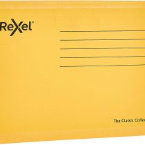 Rexel Classic A4 Reinforced Suspension Files for Filing Cabinets, 15 mm V base, 100 Percent Recycled Card, Yellow, Pack of 25, 2115588