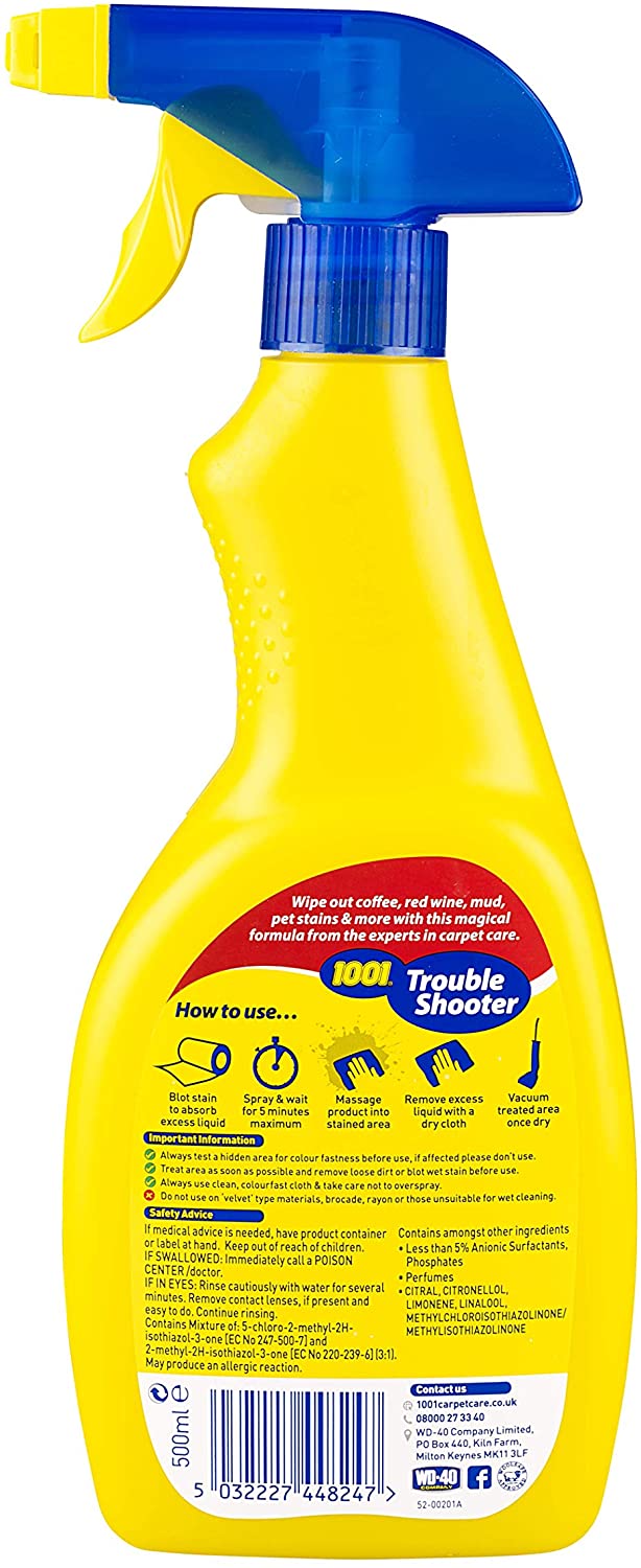 1001 Troubleshooter Carpet & Rug Stain Remover 500ml, Clear, 500 ml (Pack of 1) - Image 3
