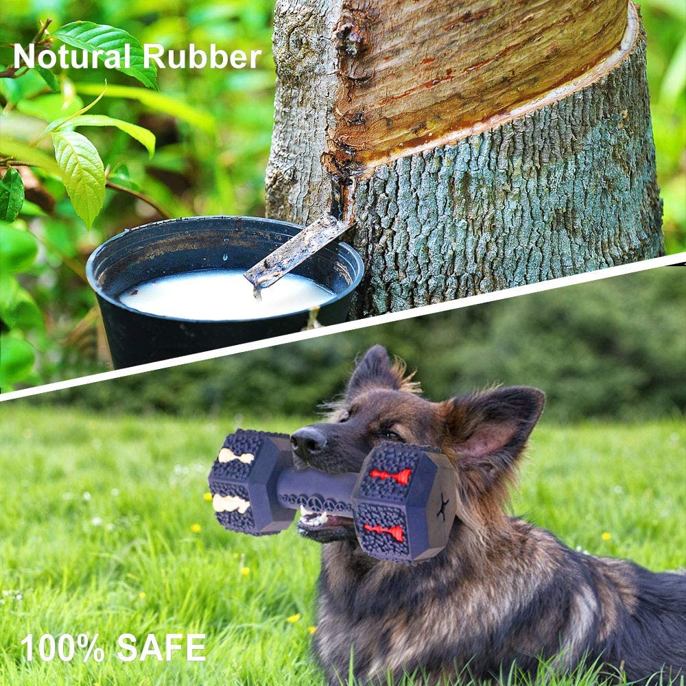 M.C.works Dog Chew Toys for Average Chewers Indestructible Dog Toys Tough Natural Rubber Toy for Small Medium Dogs Dumbbell Shape - Image 3