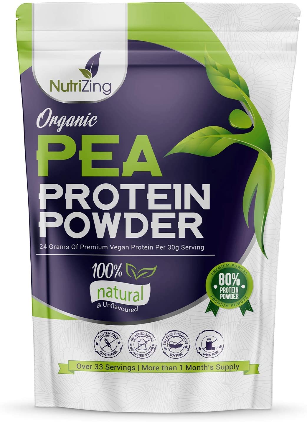 Award Winning Vegan Pea Protein Powder Organic & Pure Canadian Peas No Soy, No Gluten