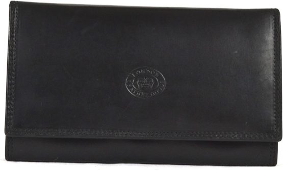 Ladies Soft Real Nappa Leather Long Flap-over Purse with Inner Flap pockets (Lilac/Dark Brown/Mid Brown/Navy/Turquoise/Black)