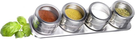 Westmark Spice Rack, 5 pieces, With 4 stainless steel jars, ø 6.5 cm, Volume approx. 40 ml each, Stainless steel, 65152260 - Image 2