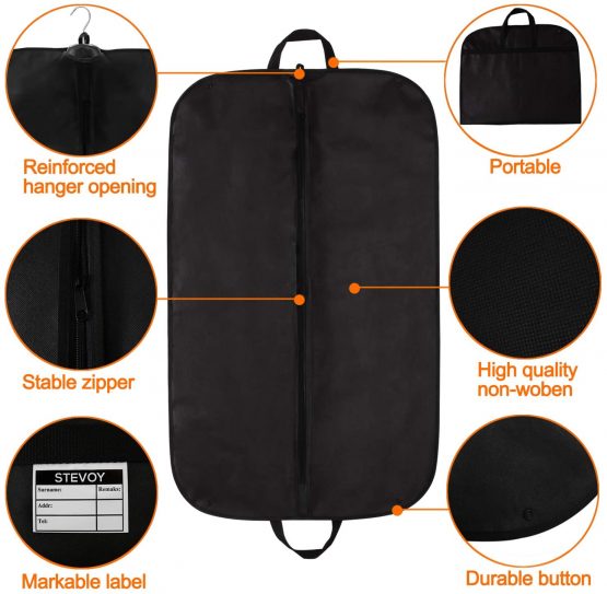 STEVOY 40" Suit Carrier Bag, Clothes Covers with Handles for Travel, Foldover Breathable Garment Bag with Handles and Gusset, 60cm*100cm - Image 3