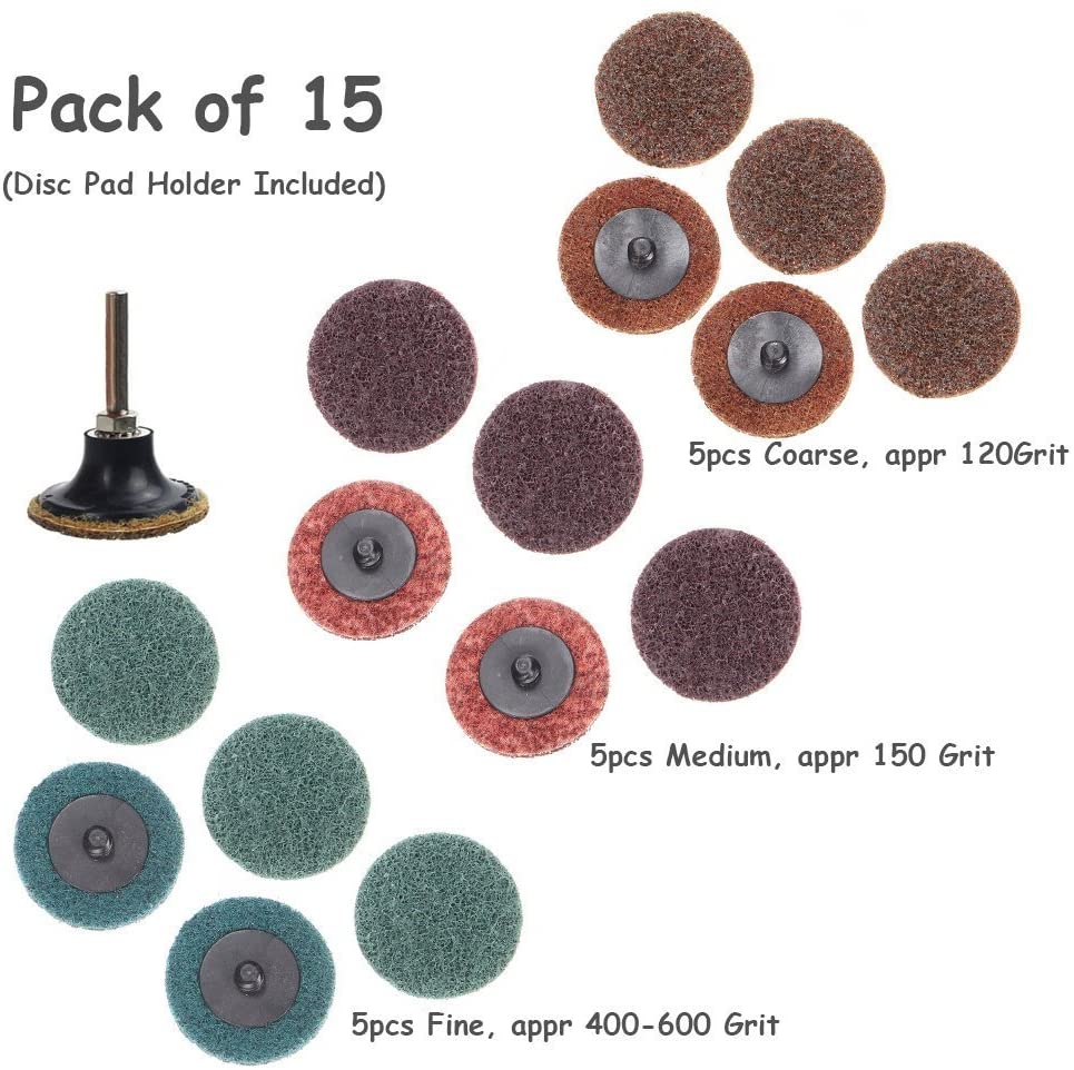 Type R Roloc Sanding Disc Yakamoz 15pcs 2 Inch Roll Lock Surface Conditioning Sanding Disc with ...