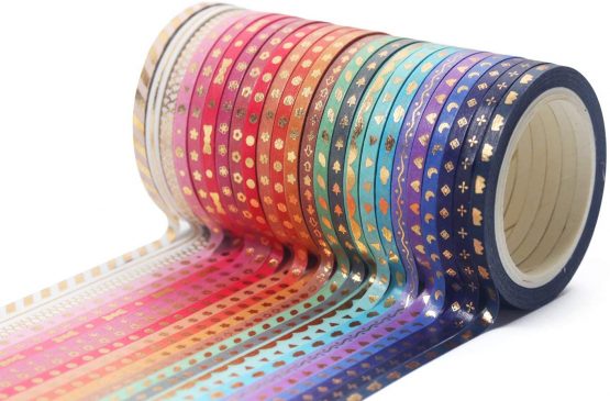 YUBBAEX Skinny Washi Tape Gold Foil Decorative Tapes 3MM Wide for DIY Craft, Bullet Journals, Gift Wrapping, Scrapbooking (Gold Foil Skinny 24) - Image 3
