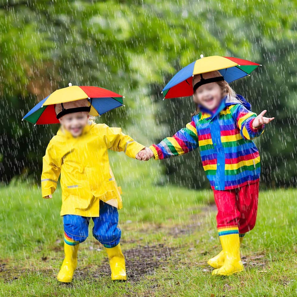 AMACOAM Head Umbrella Hat Rainbow Umbrella Hat Outdoor Sun Rain Protection Portable Mini Umbrella Novelty Fancy Dress Accessory for Fishing Gardening Photography Camping Beach Party for Adults Kids - Image 4