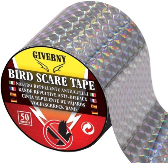Premium Quality Bird Deterrent Reflective Scare Tape 164 ft Long – Pest Control Dual-sided Repellent Tape for Pigeons, Grackles, Woodpeckers, Geese, Herons, Blackbirds & More – Sturdy & Ultra Strong