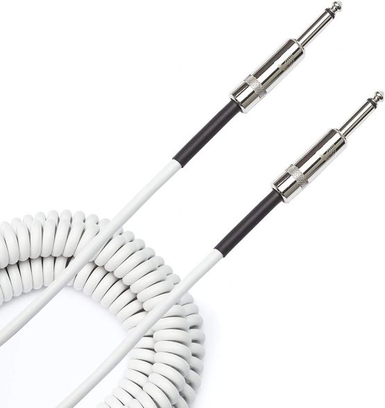 D'Addario Coiled Instrument Cable, 30' - White