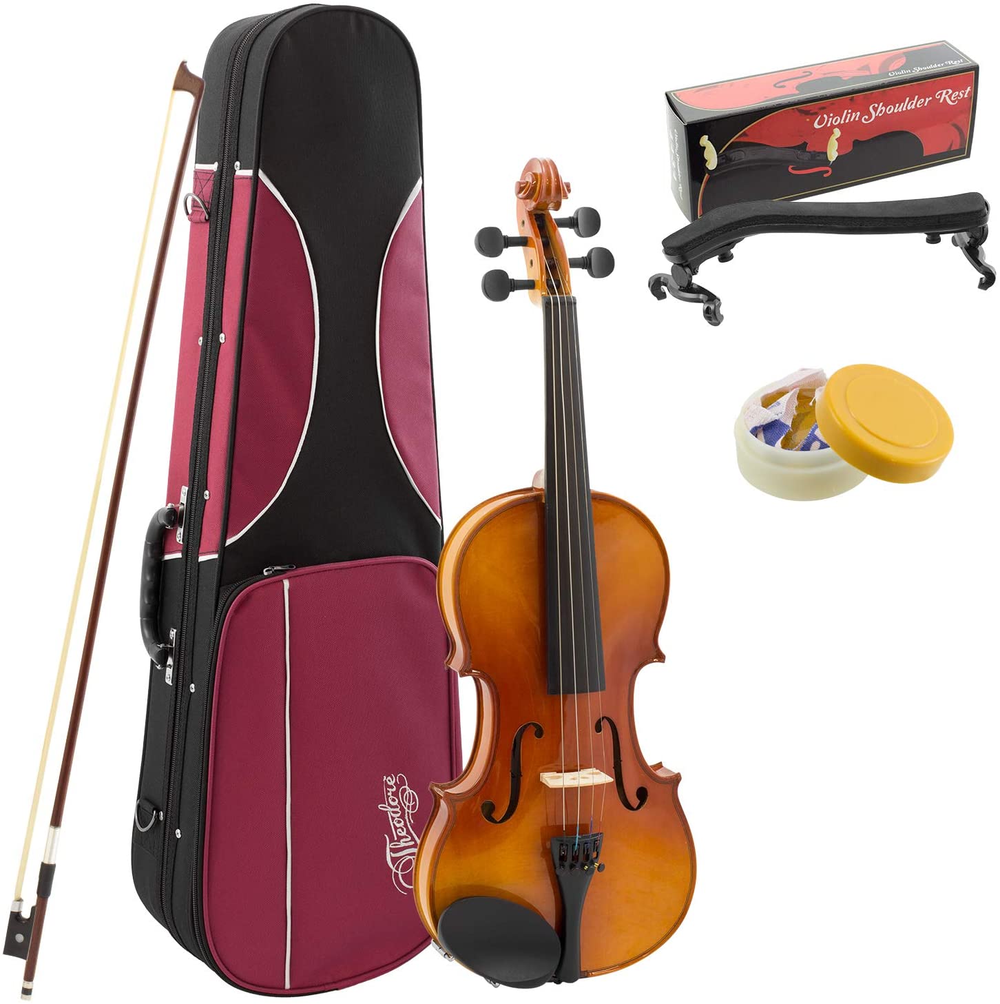 Theodore 3/4 Violin Outfit - Solid Spruce Top - Violin for Beginners and Schools, brown