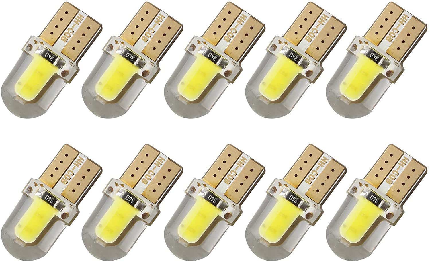 Jopto 10PCS Auto T10 W5W Wedge LED Car Light Bulb COB 194 168 8SMD Light Bright White Bulbs Replacement For Car Tail Light Map Read Interior Dashboard License Plate Dome Side Door Lamp 6500K
