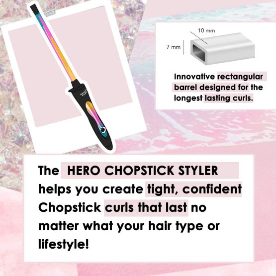 CHOPSTICK STYLER HEROINE Curling Wand, 10mm Super Skinny Rectangular Ceramic Barrel for Tight Long Lasting Chopstick Curls for Long & Short Hair with Heat Glove - Image 4