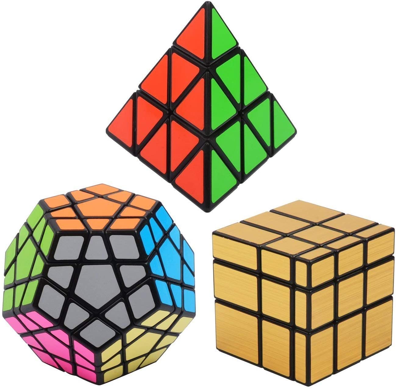 Vdealen Speed Cube Set, Magic Cube Pack of Mirror Pyramid Megaminx Puzzle Cube
