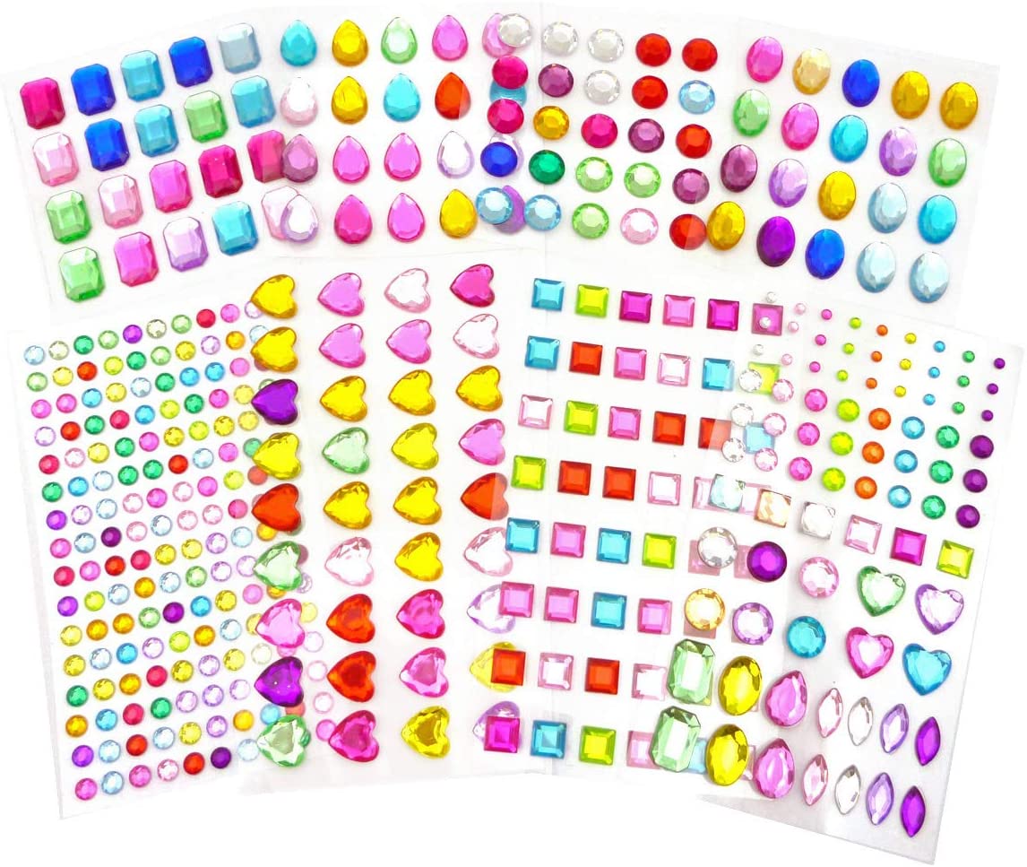 Rhinestone Stickers, SMALUCK Self-Adhesive Multicolor Rhinestone ...