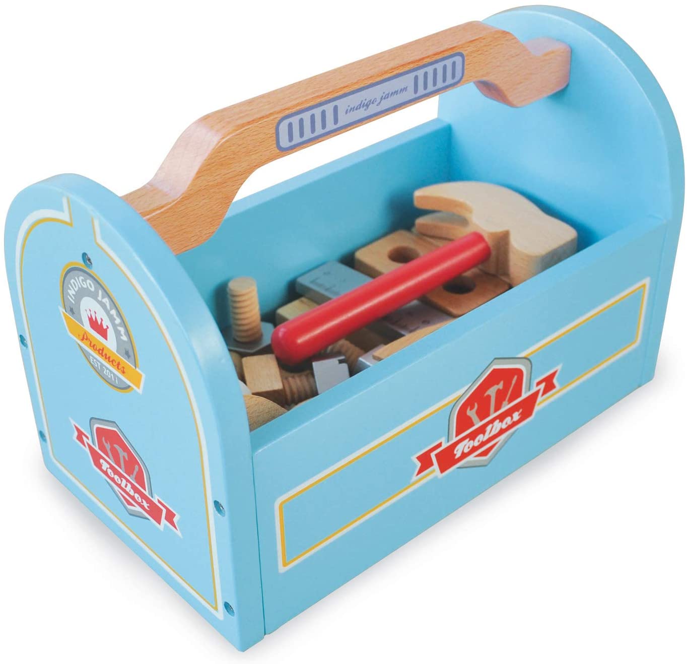 Indigo Jamm Little Carpenters Wooden Toolbox Toy Complete With 4