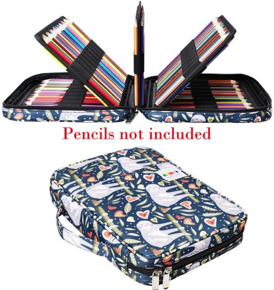 BOMKEE Large Pencil Case 220 Slots Colored Pen Organizer Bag Portable Handy Drawing Painting Storage Stationery Pouch Waterproof Multilayer Gel Pens Watercolor Pencils Holder for Kids Adults(Sloth) - Image 2