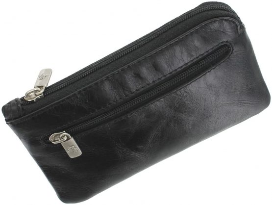 Visconti Monza Collection Geno Leather Coin Purse with Keyring MZ19 Black