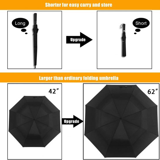 G4Free 62 Inch Portable Golf Umbrella Extra Large Oversize Folding Umbrella Automatic Open Double Vented Canopy Windproof Waterproof Rain Umbrellas - Image 2