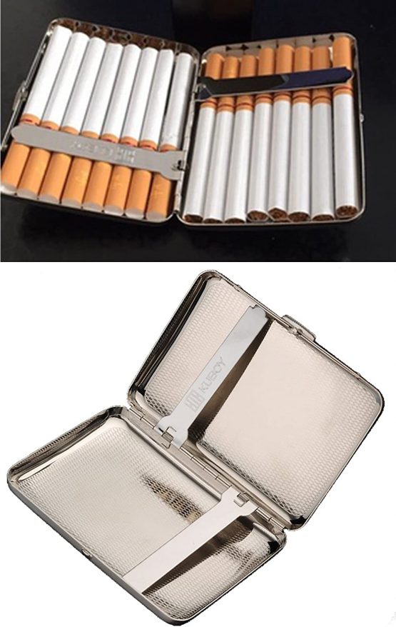 CaLeQi Cigarette Case Holds 16,Glossy Silver (16 Cigarettes) - Image 4