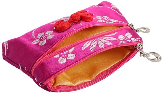 kilofly 4pc Chinese Silk Brocade 2 Zipper Purse Jewelry Pouch Bag Value Set - Image 3