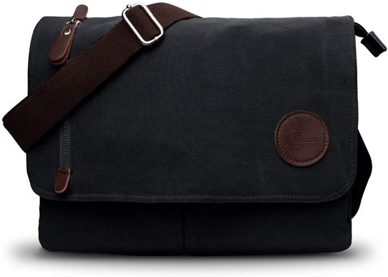CHEREEKI Messenger Bag, Men's Canvas Shoulder Bag Satchel Bag with Multiple Pockets for Work, School, Traveling and Daily Use (Fits 13.3 inch Laptop)