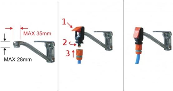 Adjustable Connector for Indoor Kitchen Mixer Taps with a Universal Click-Lock Adaptor - Image 2