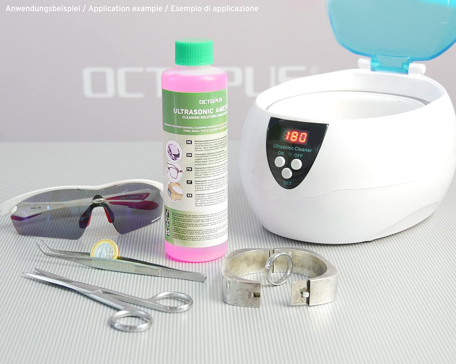 OCTOPUS Special Ultrasonic Cleaner, concentrate for use in ultrasonic cleaner spectacle cleaner, hygienic jewellery cleaner (250ml) - Image 2