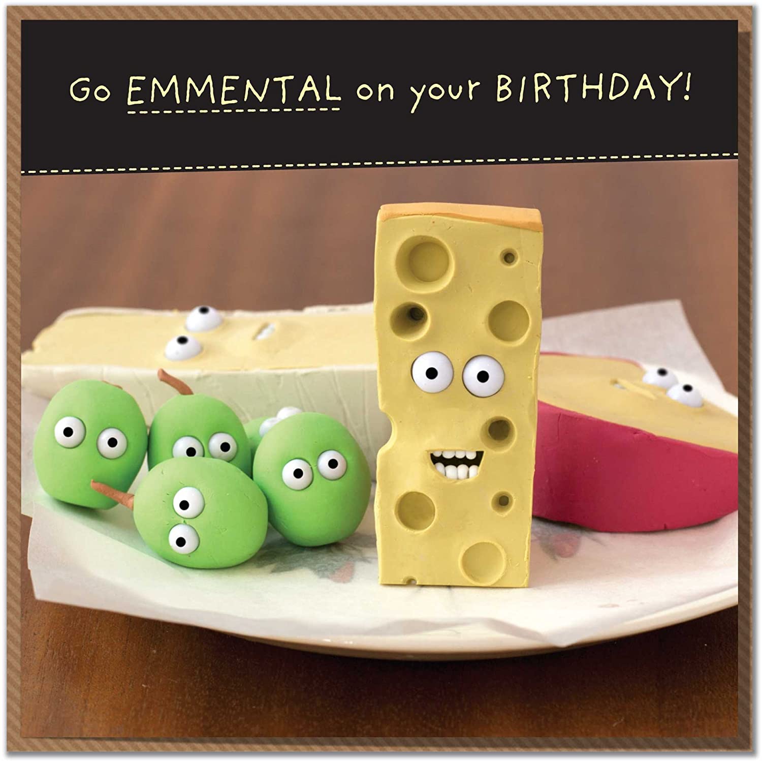 Pack of 5 Cheesy Birthday Cards, oak|beige, 150 x 150 mm - Image 2