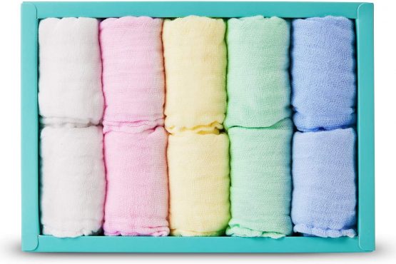 Umiin Baby Washcloths Set of 10, Soft Natural Cotton Muslin Squares Baby Muslin Cloths Baby Wash Cloth, Baby Shower Gift, 30 x 30 cm - Image 2