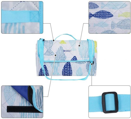 SONGMICS GCM80UW Washable Outdoor Picnic Blanket Foldable to Bag with Shoulder Strap, Lightweight Camping Blanket, Ideal for Travel, Insulated 195 x 150 cm - Image 4