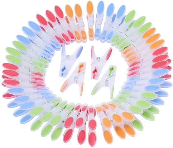 Kurelle 6 Dozen / 72 pcs Clothes Drying Strong Clips Laundry Home Pegs Windproof Clothes Pin Extra Large Non-slip Ergonomic Soft Rubber Grip Clothespins for Indoor Outdoor Washing Line Laundry Racks