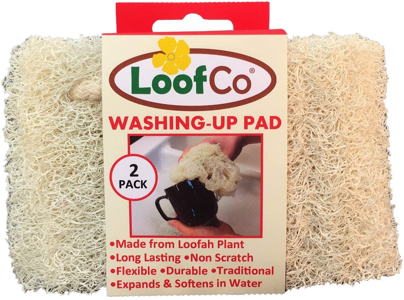 LoofCo Washing Up Pad Twin Pack, White, 2 Count (Pack of 1)