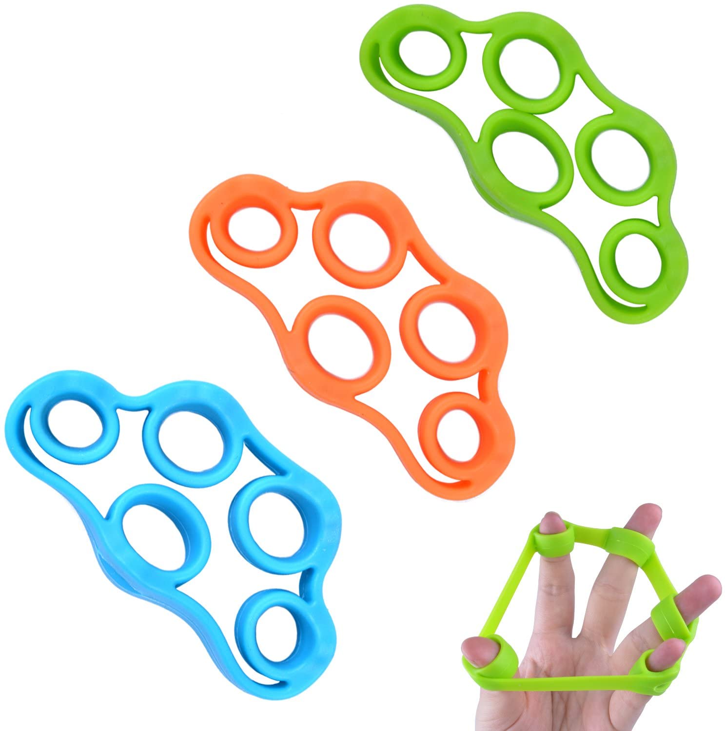 Euhuton 3 Pcs Silicone Finger Stretcher Hand Resistance Bands Hand