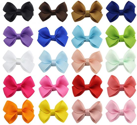 20 Colors 2" Boutique Mini Baby Hair Clips Hair Bow Grosgrain Ribbon Hair Bows Alligator Clips Hair Accessories for Baby Girls Toddlers Kids