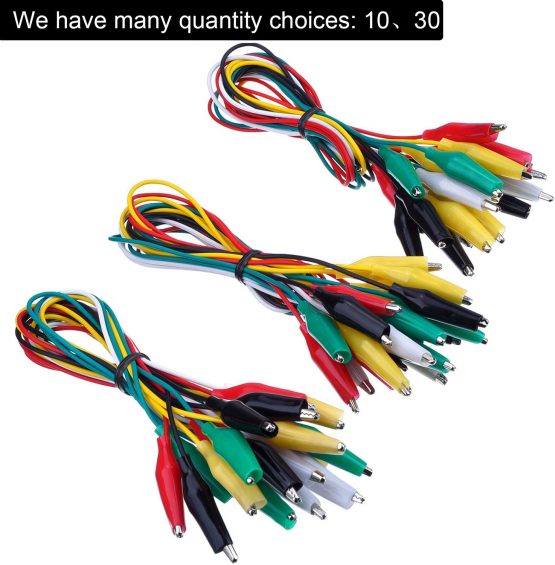 30 Pieces Test Leads with Alligator Clips Set Insulated Test Cable Double-Ended Clips, 19.7 Inch