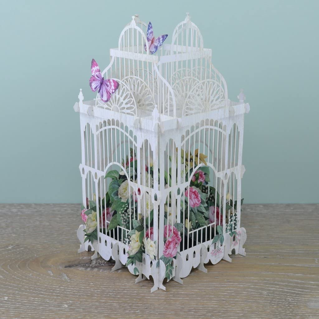 The Flower Cage - 3D Pop-Up Birthday Card Paper D'Art (Main), White with colored floral elements, 3.5x6 inches - Image 2