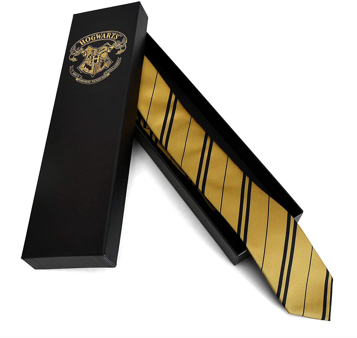 Elbenwald Harry Potter neckties in Hufflepuff design striped for men & women 135 cm in giftbox yellow, schmal - Image 3